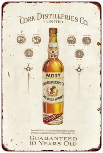 Cork Paddy Irish Whiskey Ad Vintage LOOK Reproduction Metal sign