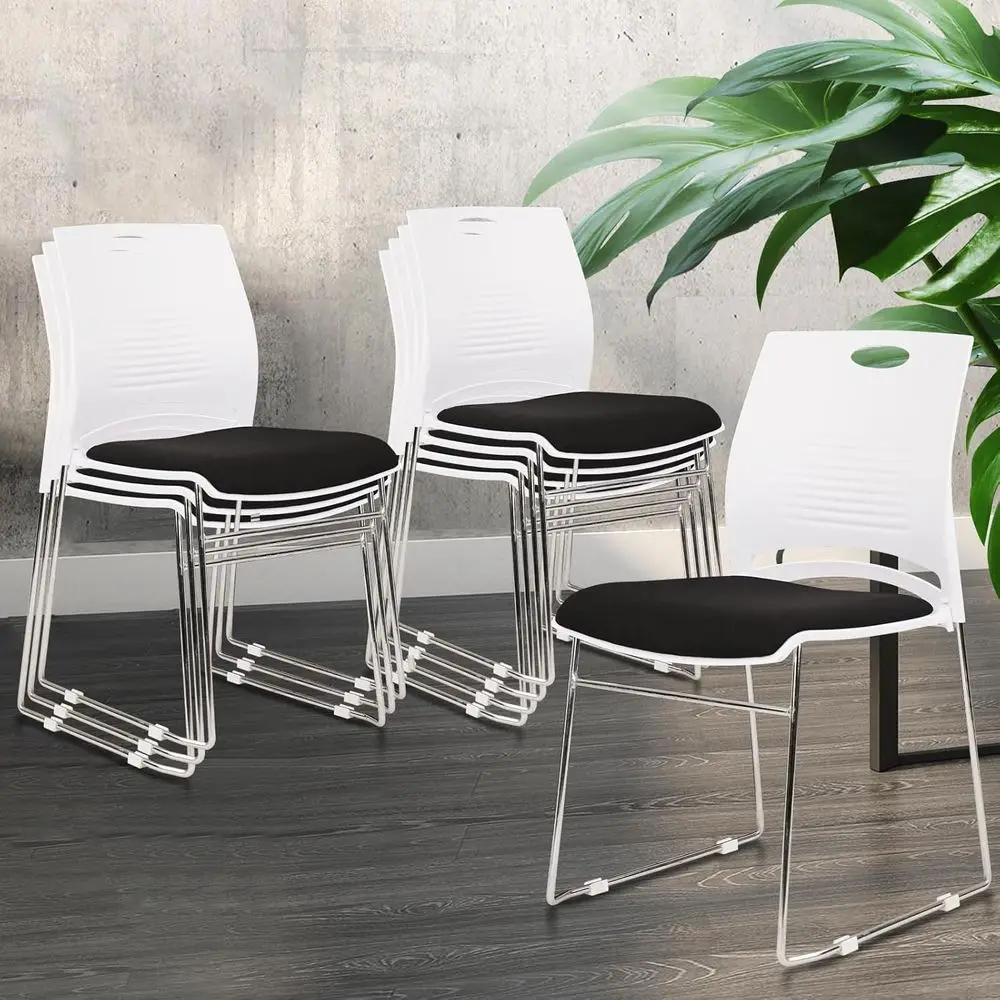 

White 8-Pack Plastic Stackable Chairs for Home Office, Reception, Waiting Rooms, and Conferences