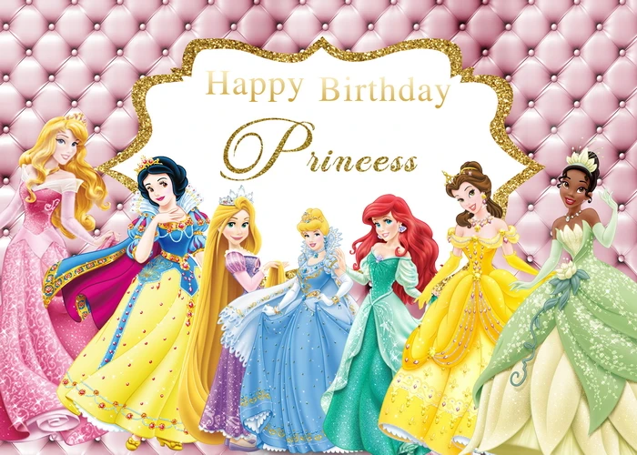 Disney Princess Party Backdrops Decoration Backgrounds Vinyl Photography Shootings Backdrops For Girls Birthday Party Supplies