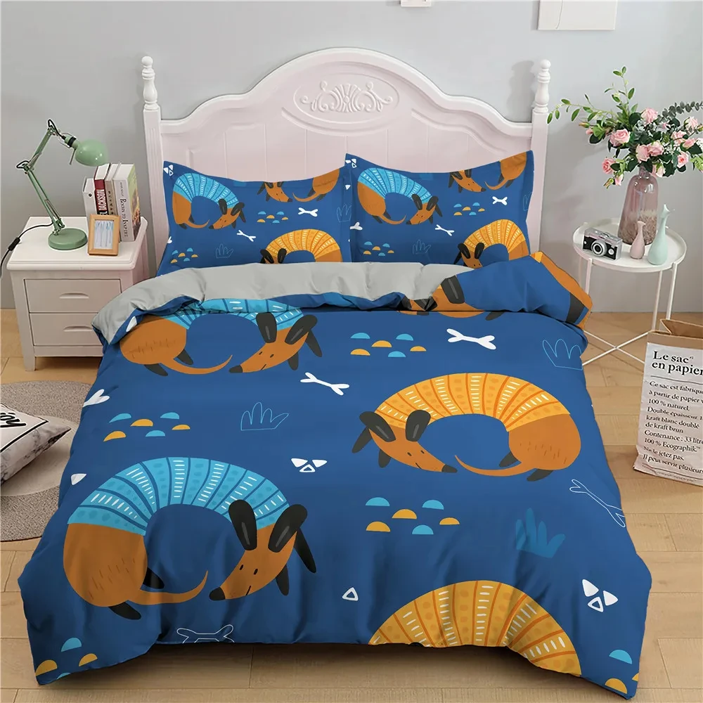 Dog Print Bedding Set Pug Retriever Corgi Dog Duvet Cover Microfiber Cute Pet Animal Queen Quilt Cover for Girls Boys Kids Room