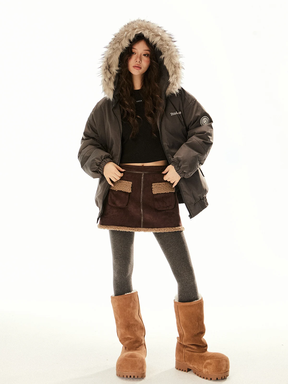 Ezek American Retro Thiened Collo di pelliccia con cappuccio Jaet di cotone Donna Abbigliamento da lavoro allentato Cappotto caldo Trendy Brand Streetwear Hip Hop