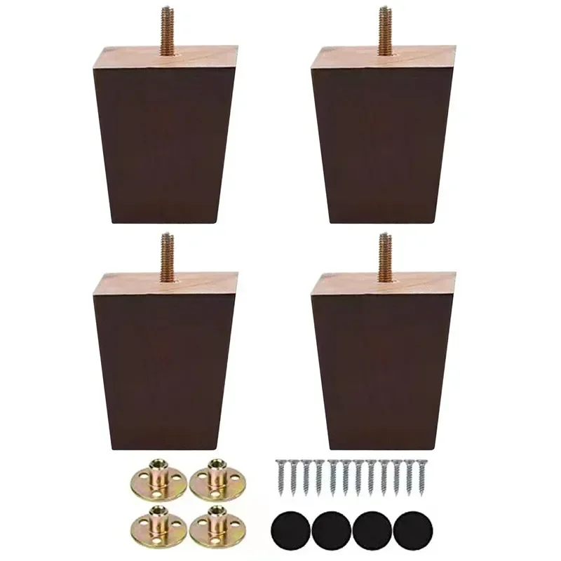 Solid Wood Furniture Feets 4Pcs Sofa Cabinets Legs Square Bed Table Chair Replacement Feet Home Furniture Accessories