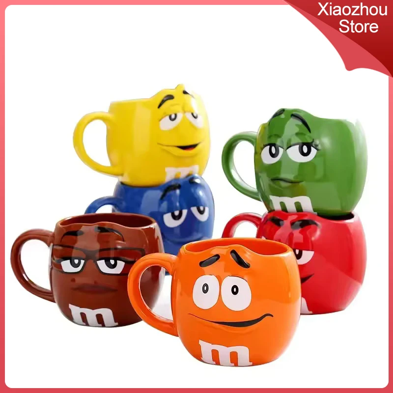 

680ml Bean Cup Coffee Cup Cute Breakfast Cup Spoon With Lid Chocolate Ceramic Cup Mug Emoji Cup High Temperature Resistant Cup