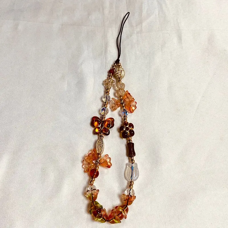 Fashion Women Beaded Phone Charm Strap Ins Wrist Hanging Ornament Phone Case Keychain CCD Camera Anti-Lost Lanyard - náhled 3