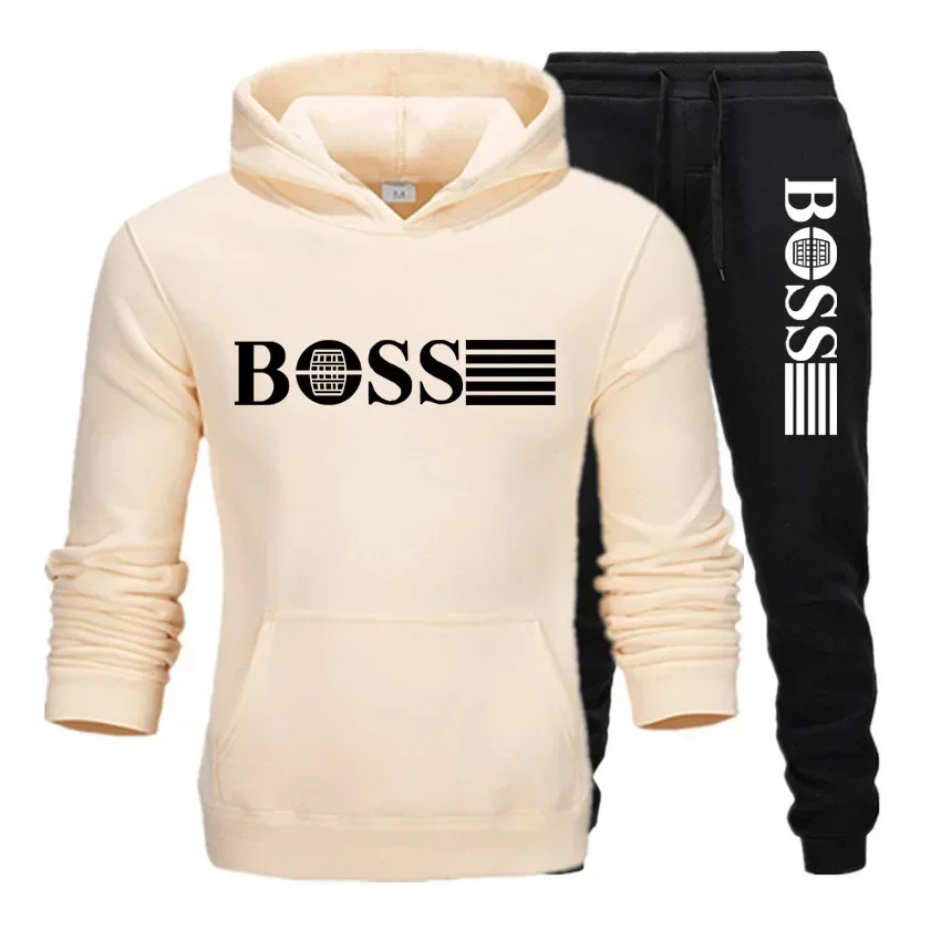 

Spring and Autumn Two-piece Sportswear Set, Men's and Women's Casual Sportswear Set, with Fashionable Hoodie and Drawstring Elas