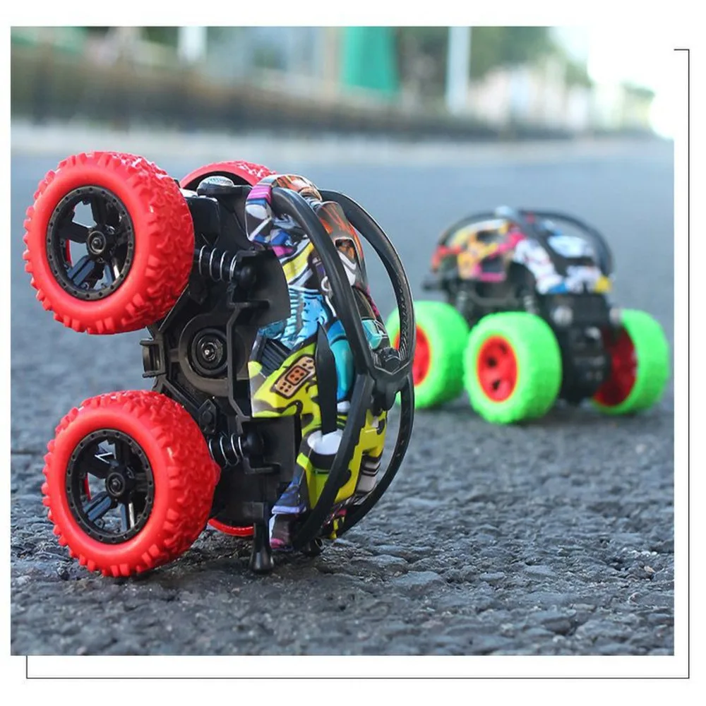 Pull Back 4WD Inertia Stunt Dump Truck Toy Car for Boys Kids Pull Back Go Racing Vehicle Cool Flip Over Model Gift