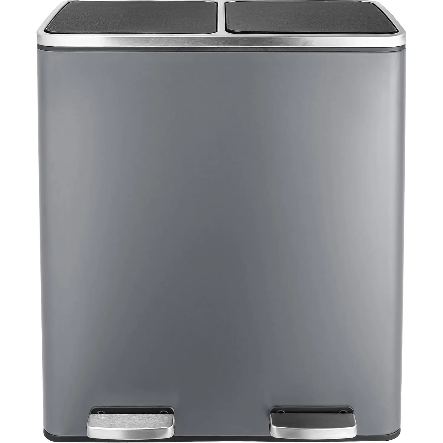 60L(16 Gal ) Dual Trash Can, Stainless Steel Kitchen Garbage Can, Double Compartment Classified Rubbish Bin, Recycle Dustbin