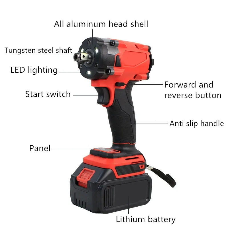 Llave eléctrica inalámbrica sin escobillas, destornillador de batería Makita, taladro de impacto, reparación de camiones y automóviles, herramientas