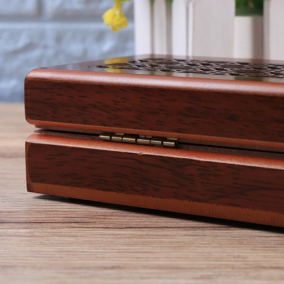 

Natural Wood Jewelry For Necklace Bracelet Watch Storage Organizer With Hinged Lid Linen Interior Large Capacity Vintage Style