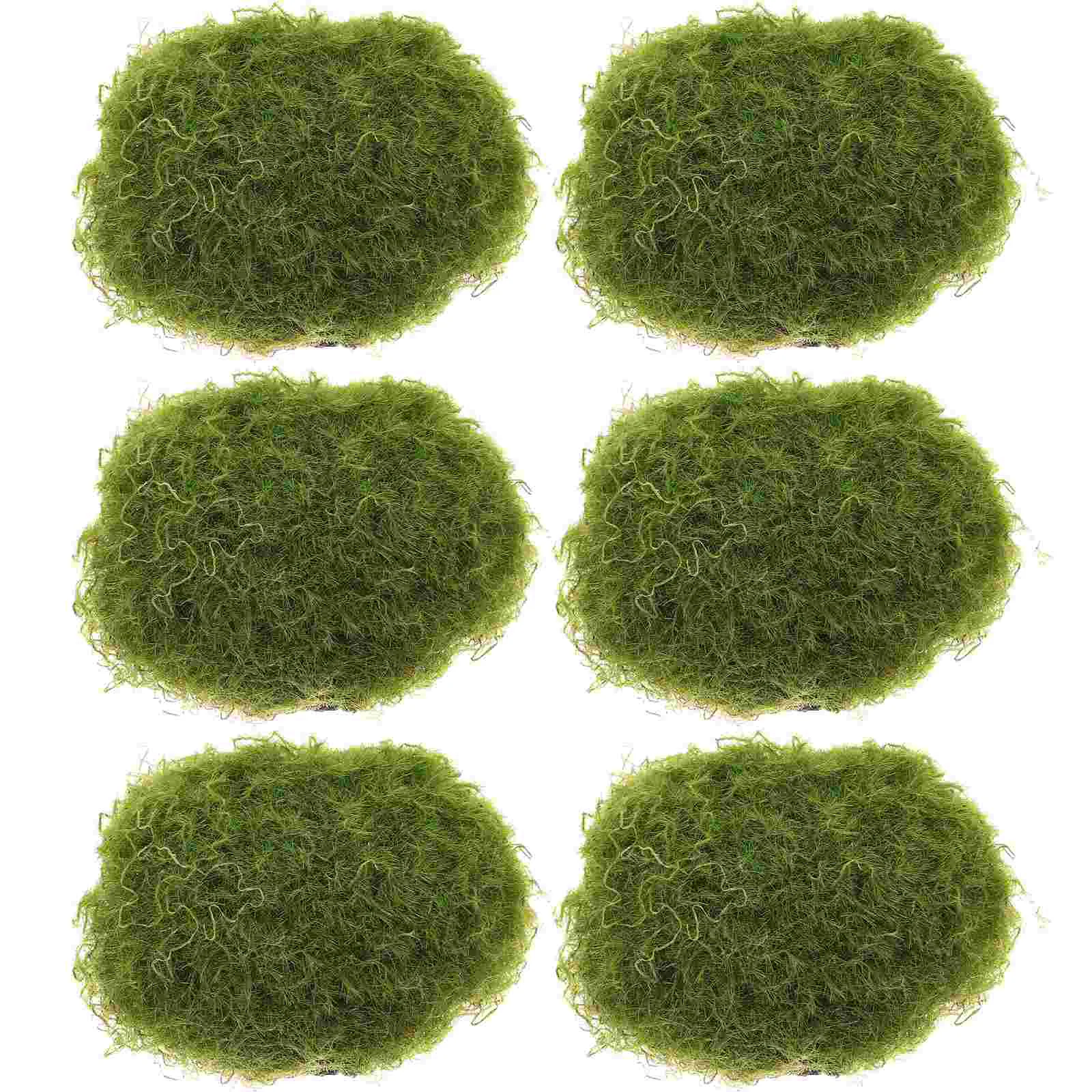 

6 Pcs Decorative Strips Artificial Moss Block Micro Landscape Stones Bionic Green Fake Mold