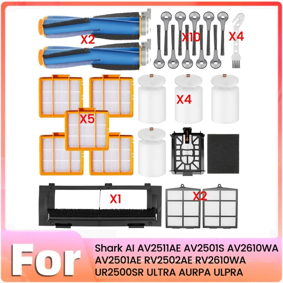 A20M Main and Side Brush Filter for AI AV2511AE AV2501S AV2610WA AV2501AE RV2502AE Vacuum Cleaner Accessories