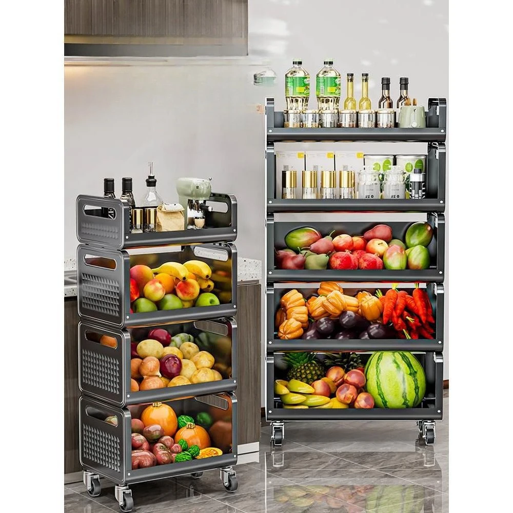 

Kitchen vegetable basket rack household storage fruit and vegetables multi layer floor removable