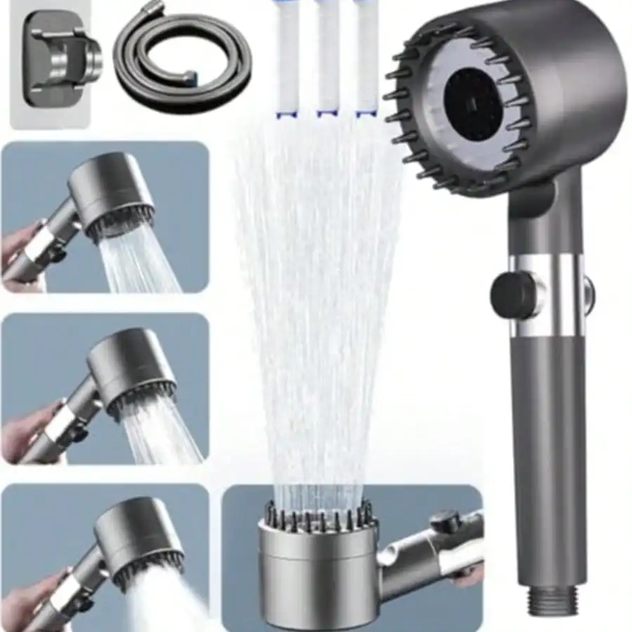 

ButterFox Hard Water Filter Shower Head: 4 Modes, High-Pressure, Water-Saving, with Hose/Pause