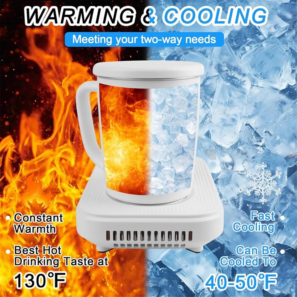 

3 In1 Smart Self Heated Refrigeration Coffee Mug Wireless Charger Base Thermostatic Coaster for Office Desk/Home US Plug