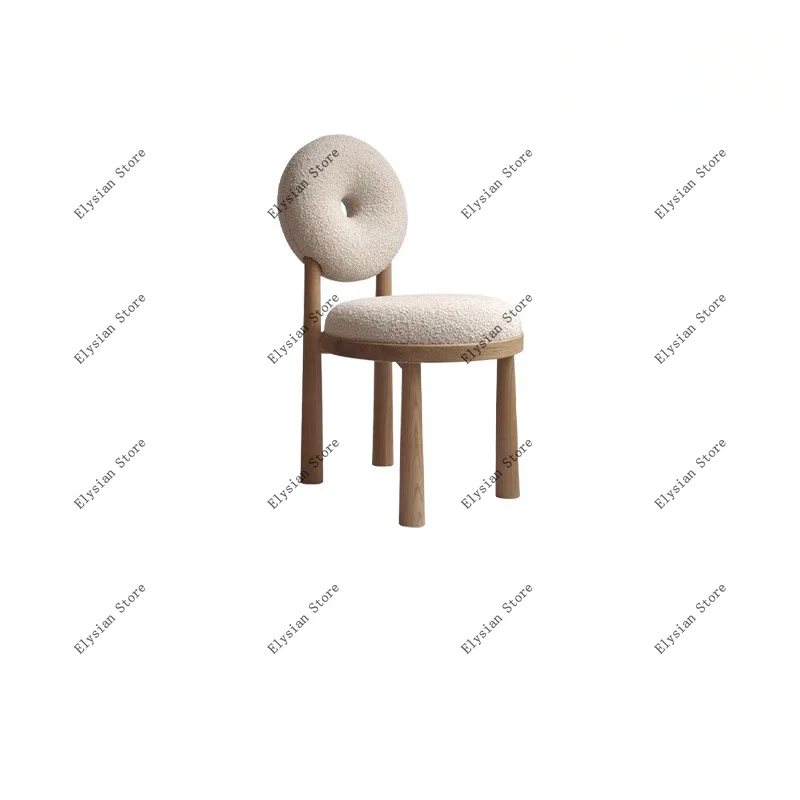 Nordic Modern Luxury Makeup Dining Chair Dressing Stool French Donut Medieval Solid Wood  Home Furniture Silla Comedor