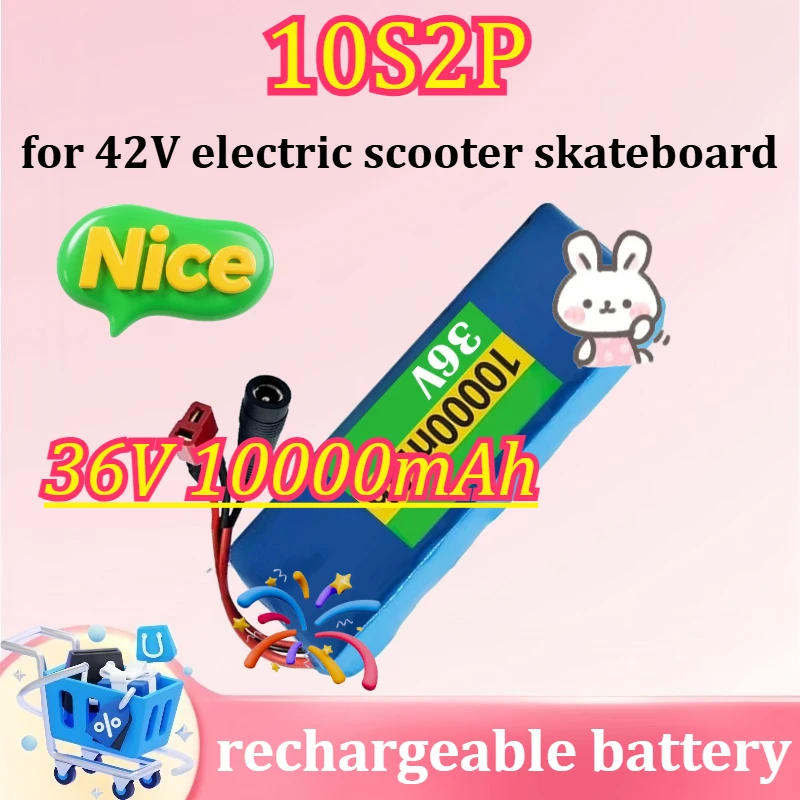 

36V 10S2P 18650 Lithium Battery Pack 10000mAh with BMS for 42V Electric Scooter Skateboard