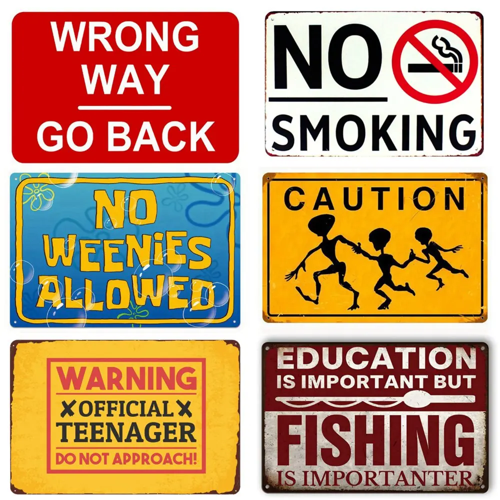 No SMOKING Vintage Metal Tin Sign, Stay Postive Wall Stickers for Club, Home Decor, Warning Sign, Gift, TIKI Bar Art Posters