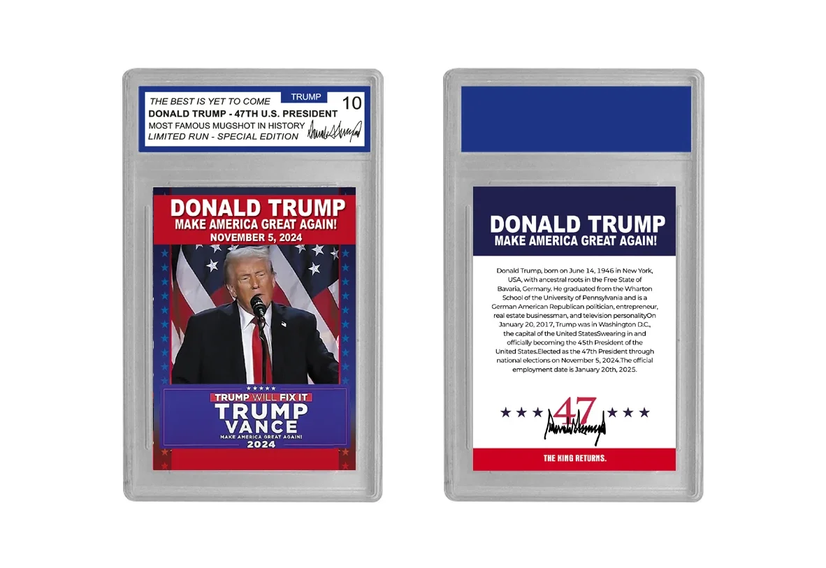 Trump Won 2024 President 47th Donald Trump Greeting Cards Trump Supporter Gold Bill Cards with Plastic Case Best Collection