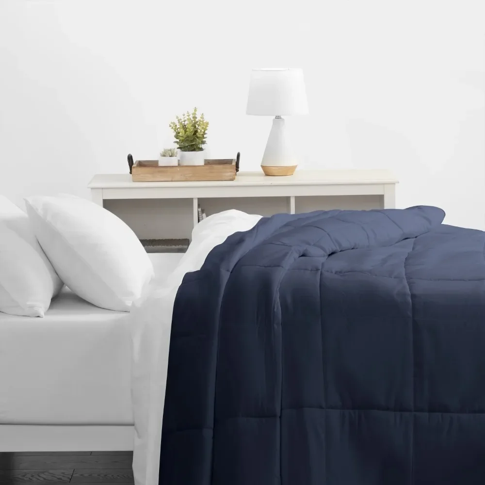 Navy All Season Alternative Down Solid Comforter, Full/Queen