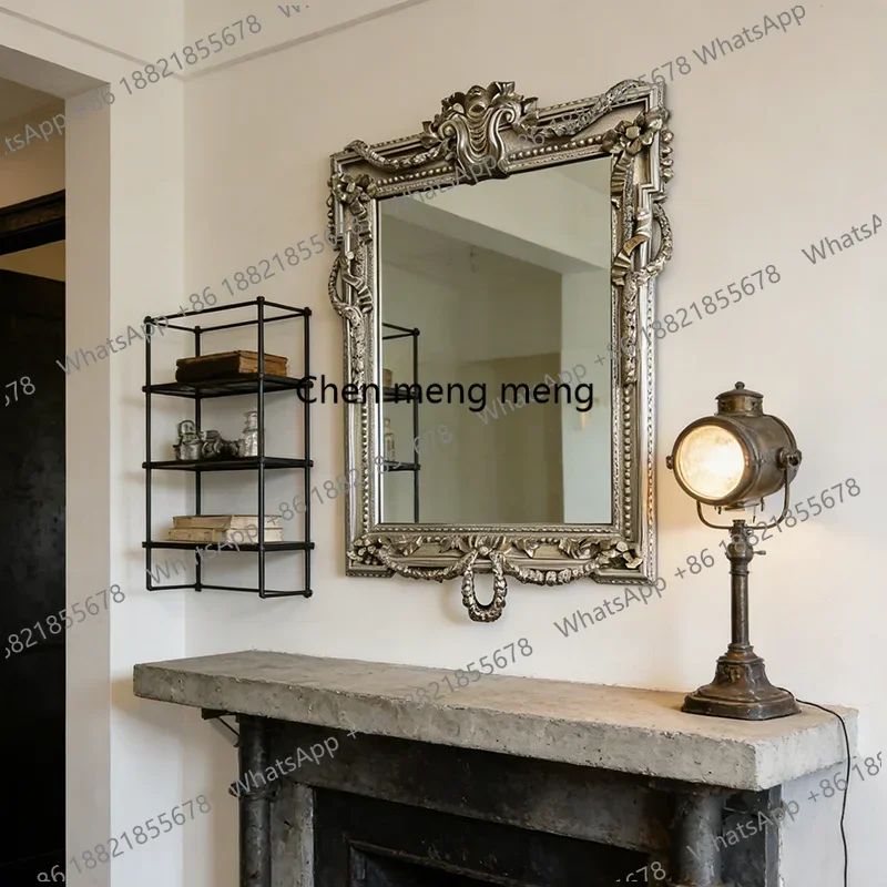 French Style Makeup Mirror Fireplace Above Decoration European Style Bathroom Vanity Mirror