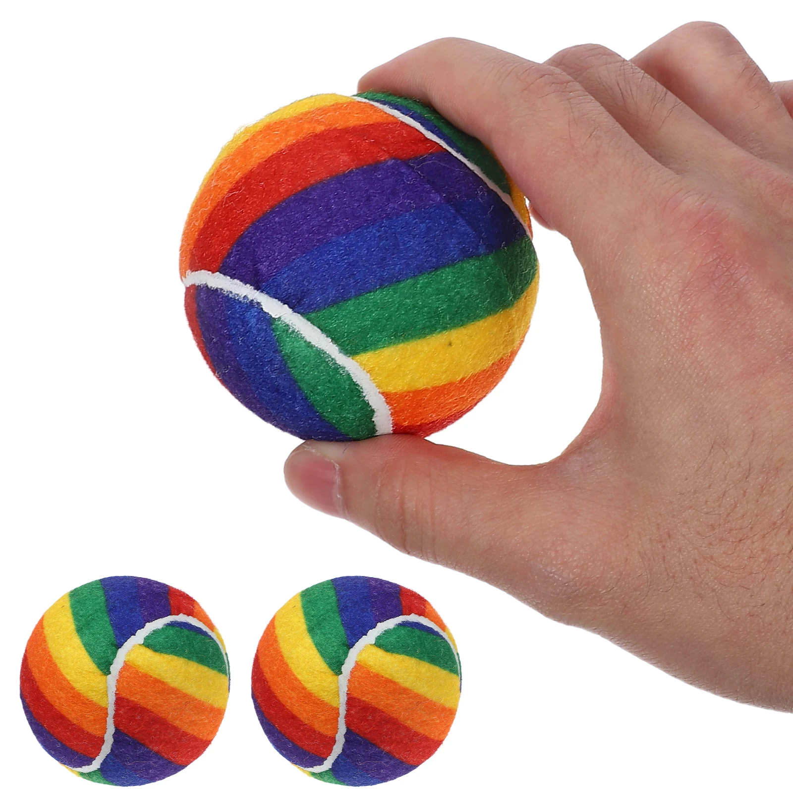 

3 шт. радужные шарики, эластичные дрессировки собак, красочные резиновые тяжелые резиновые тренировочные теннисные мячи для начинающих, мини-тренировки