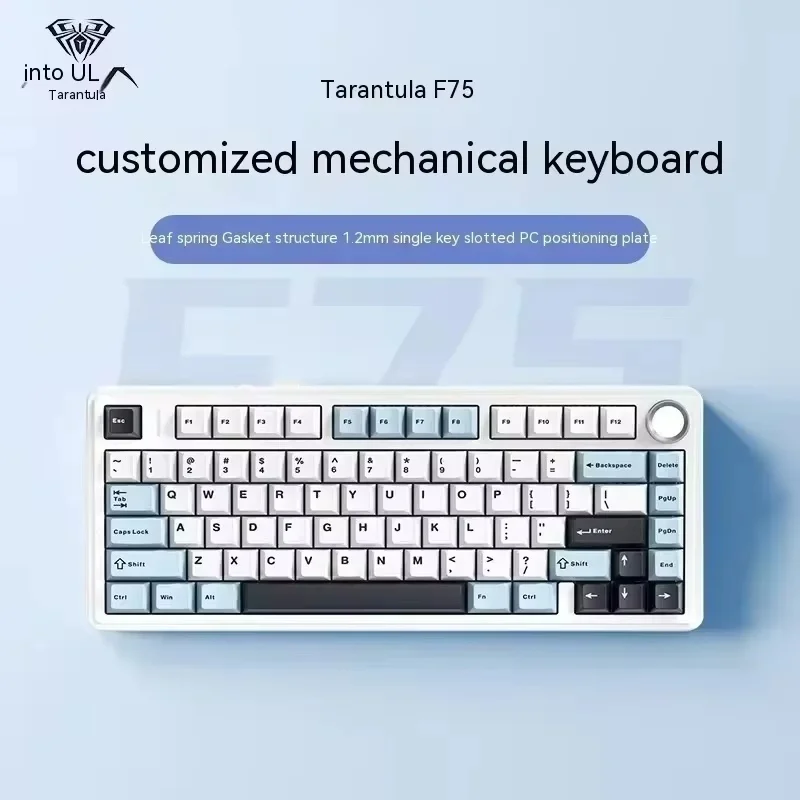 Aula F75 Mechanical Keyboard Multifunctional Knob 3 Mode RGB Hot Swappable Game Keyboard Pad Pc Game Computer Accessories Gift