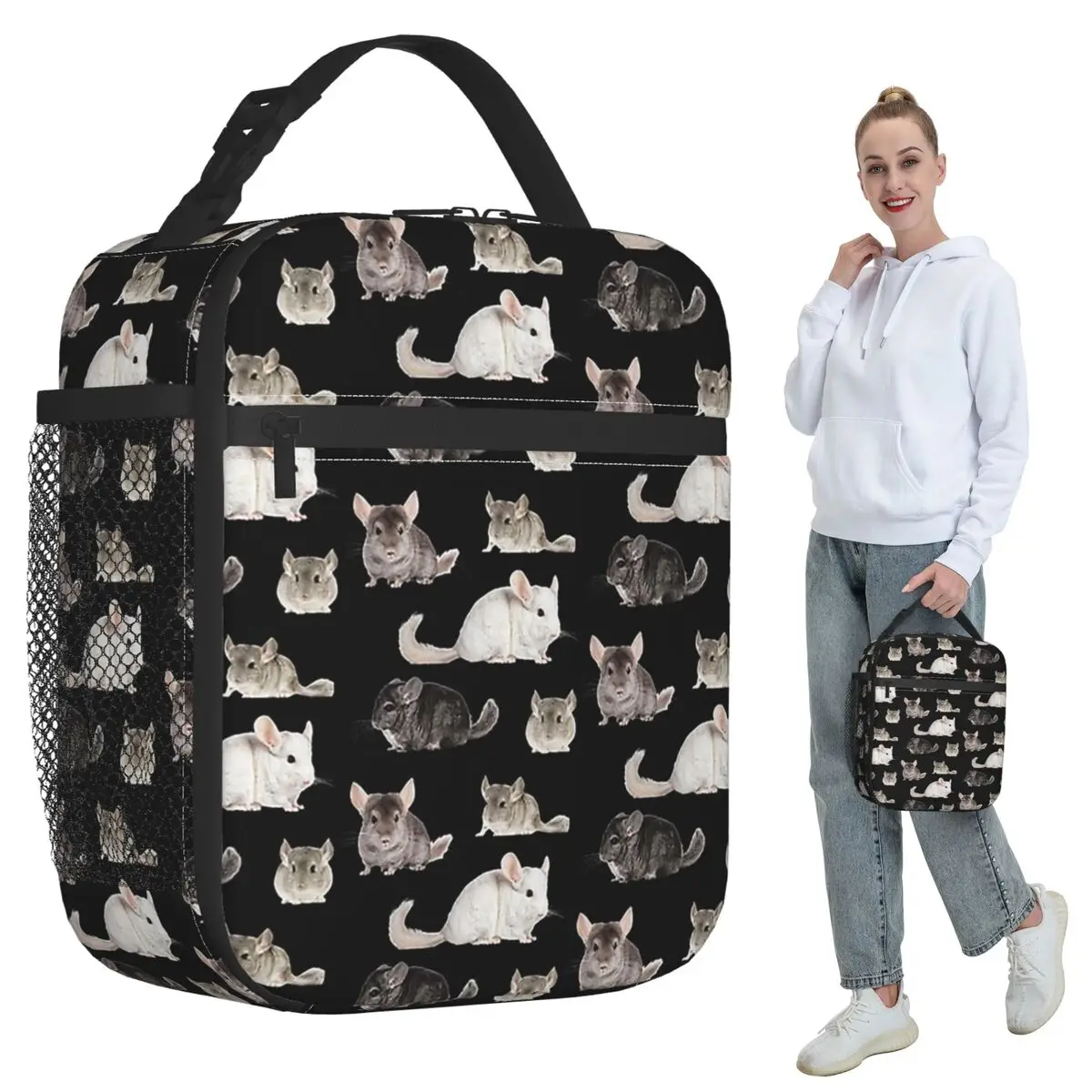 Chinchilla Sticker Pack Insulated Lunch Bag for Women Office Cooler Thermal Food Box Tote Leakproof Lunch Boxes Container