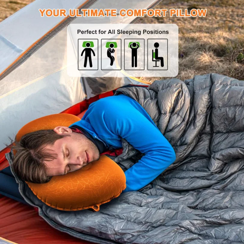 Ultralight Inflatable Camping Travel Pillow Compressible Comfortable for Neck Lumbar Support While Camp, Hiking, Backpacking