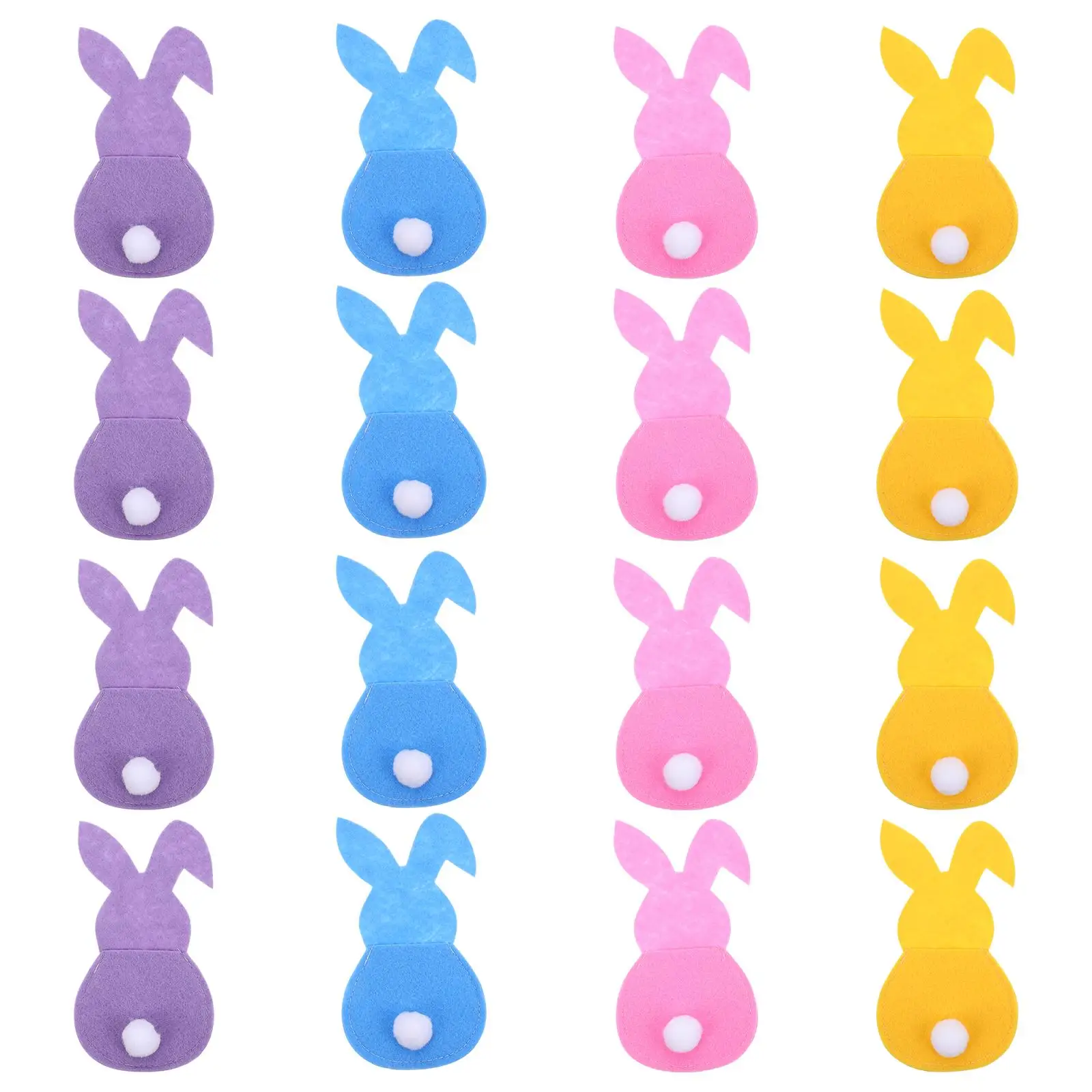 

16pcs Shaped Cutlery Bags Non woven Fabric Easter Tableware Covers Fork Pouches Storage Bags Themed Bunny