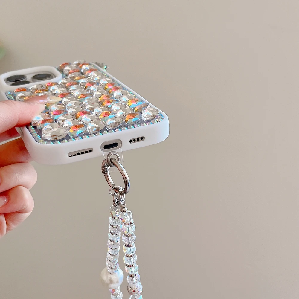Urocze etui na telefon z uszkami 3D, zdobione diamentami, kryształkami i brokatem, do iPhone'a 17 Air 16 15 14 13 Pro Max, odporne na wstrząsy, stylowe etui na tył telefonu. — zdjęcie produktu 4