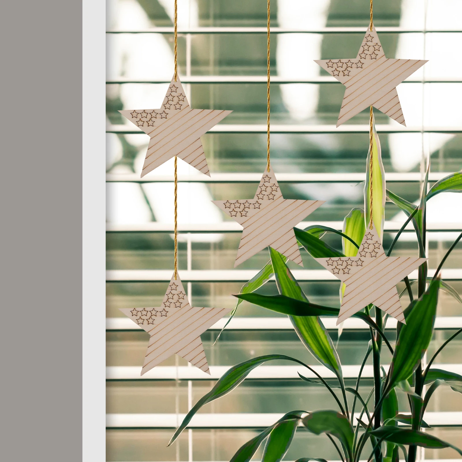 

10pcs Patriotic Wooden Star Decorations Independence Day Table Signs Durable Wood Blocks 4Th Of July Memorial Day Home Office