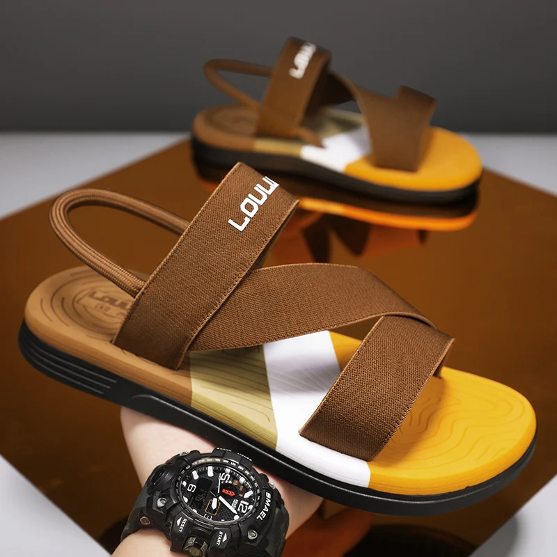 

2025 новые летние мужские сандалии, модная мужская повседневная обувь, уличные мужские кожаные сандалии для мужчин, повседневная пляжная обувь, римская мужская обувь сабо мужские crocs мужские кроксы мужские