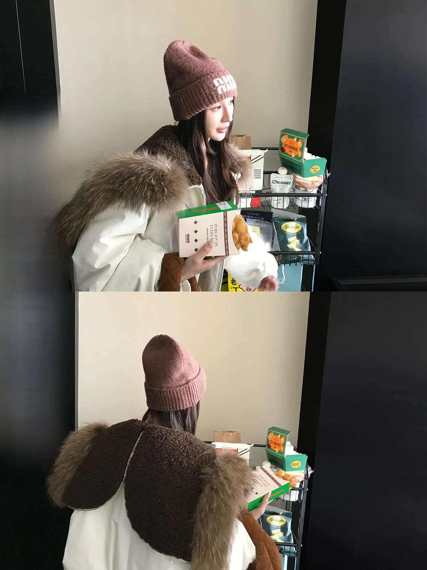 

Skk Store Imm Little Flng down Parka Coyote Fur Collar 90 White Du down Thiened Winter Warm Zipper Closure Coat