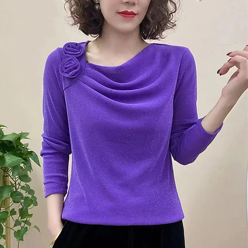 Elegant Net Yarn Thin Bottoming Shirt Spring Autumn New Long Sleeve Solid Slim Patchwork Tops Temperament Fashion Women Clothing