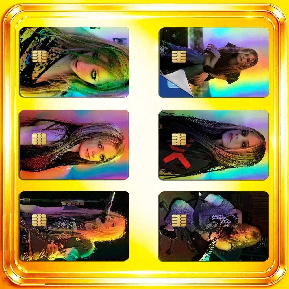 For Avril Lavigne Credit Bank Sticker ID Access Card Cover Skin Rainbow Color Laser Stickers Film