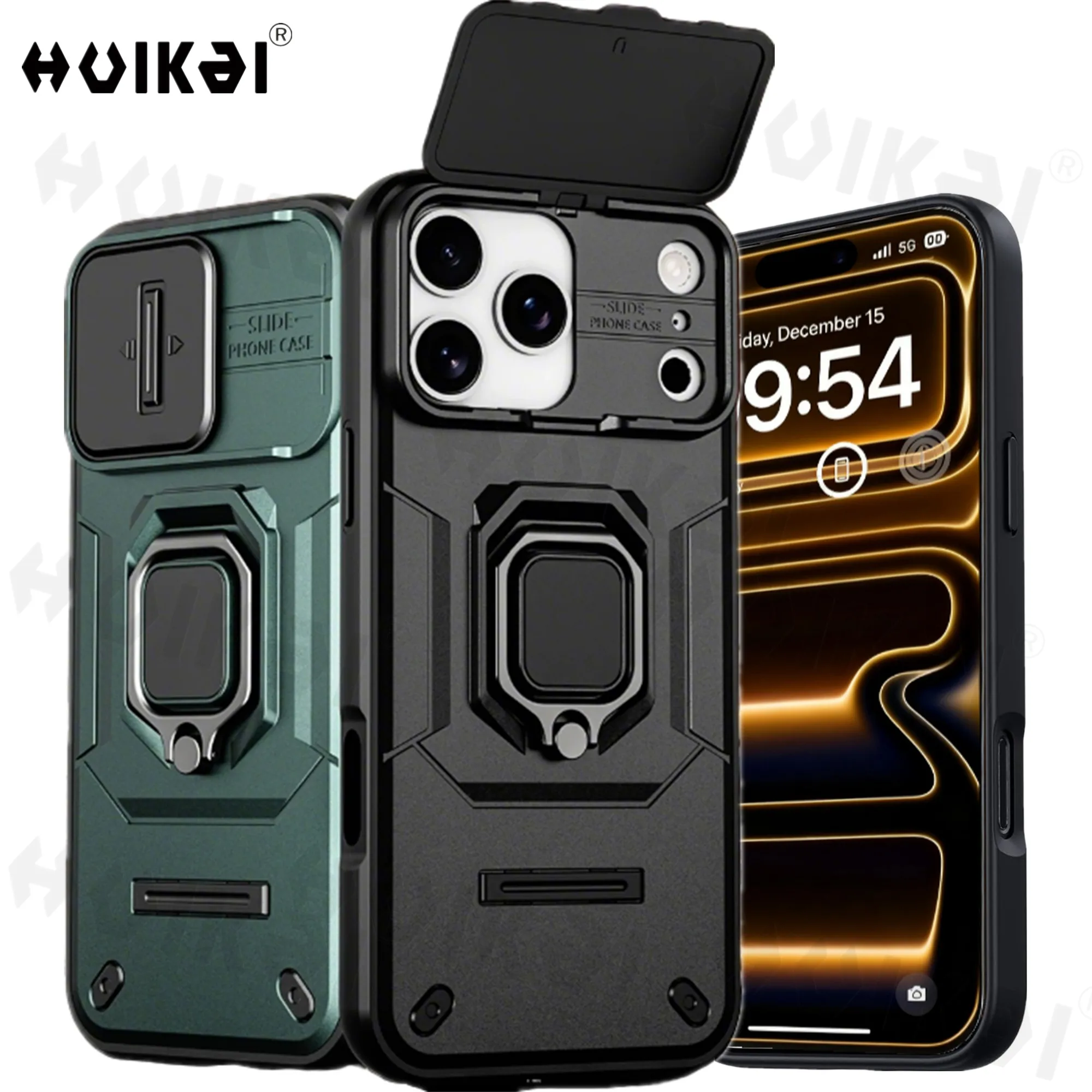 Kamera-Schutzhülle für iPhone 17 Pro Max, 17 Pro, 16 Pro Max, 16 Pro mit Turbo-Ringständer, stoßfester Panzerung und Kickstand