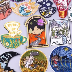 Space Outdoor Patch Van Gogh pittura a olio ricamo Patch ferro su toppe per abbigliamento toppe termoadesive su badge per vestiti