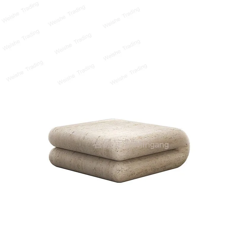 Wabi Sansan natural travertine coffee table art style living room, Nordic special-shaped coffee low table