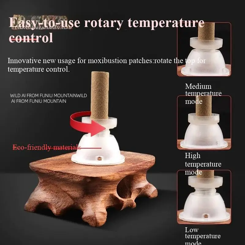 50Pcs  Moxibustion Stick Burner Wormwood Mugwort Rolls Moxa Box with Self-Stick Base Moxibuting Therapy Device Pain Relief