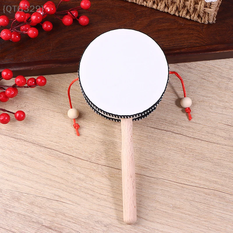 【No】Alat Musik Ritme Montessori |   Drum Kayu Portabel 4 inci dengan Lonceng untuk Pengembangan Musik Anak Usia Dini