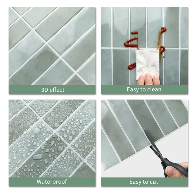 5/10sheets Peel and Stick Backsplash Tile for Kitchen Bathroom, Self Adhesive Tiles Stick on Wall Tiles 3