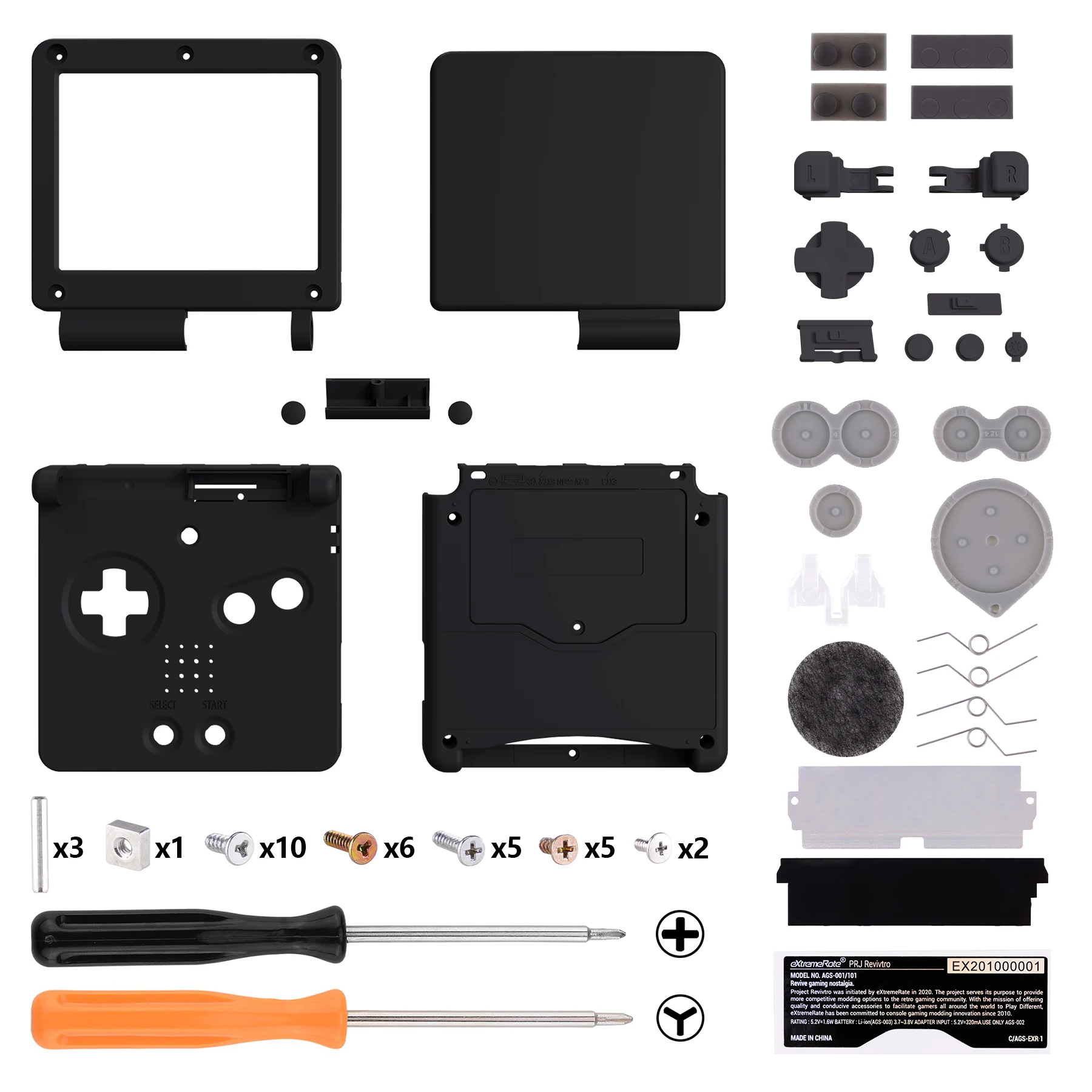 eXtremeRate IPS Ready Upgraded Soft Touch Replacement Housing Shell for Gameboy Advance SP for Both IPS & Standard LCD - Black