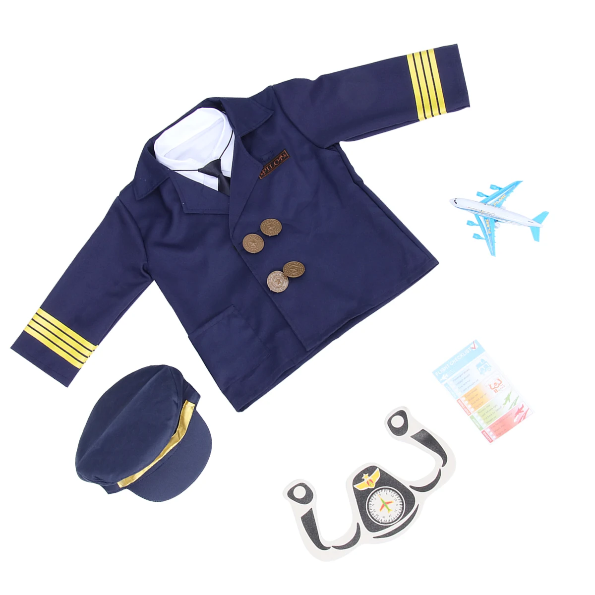 

Children Pilot Uniform Costume Kids Parade Outfit Soft Texture Washable Reusable Halloween Masquerade Carnival Stage Performance