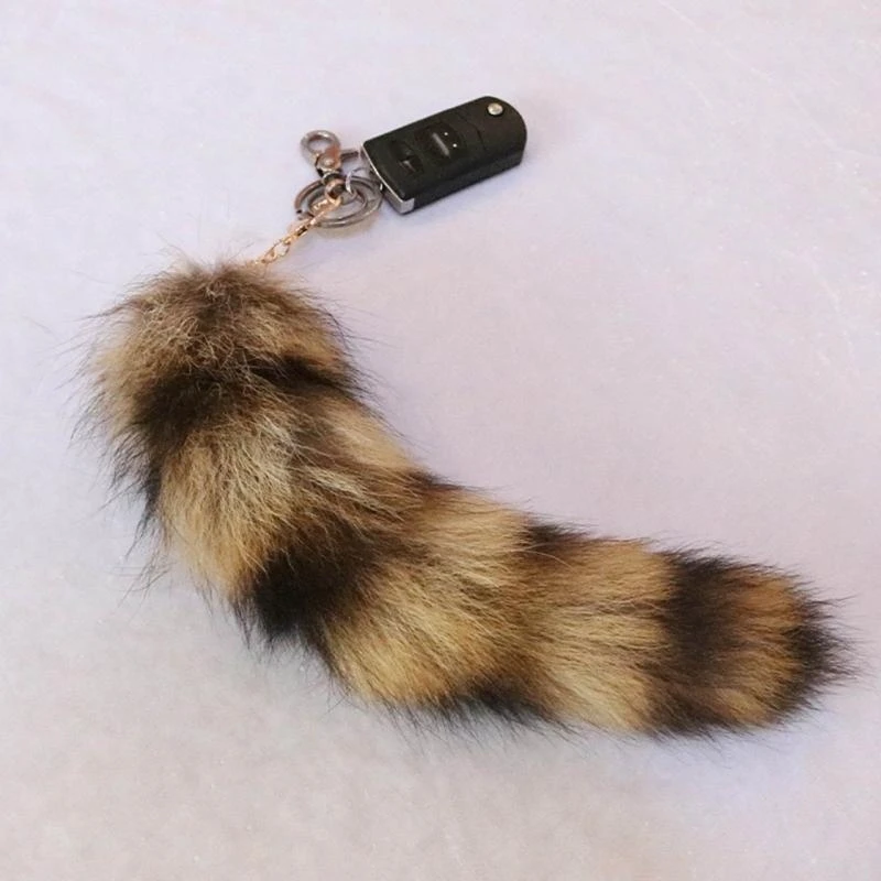  Long Foxes Racoon Tail Furs Keychain Exaggerated Handbag Pendant Keys Holder