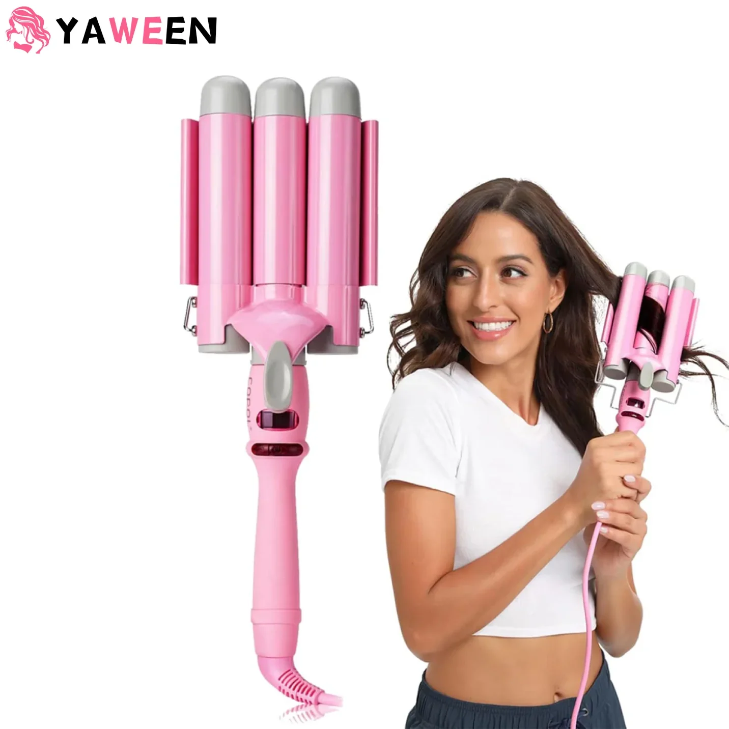 YAWEEN Lcd Curling Iron Professional Ceramic Hair Curler 3 Barrel Hair Curler Irons Hair Wave Fashion Styling Tools