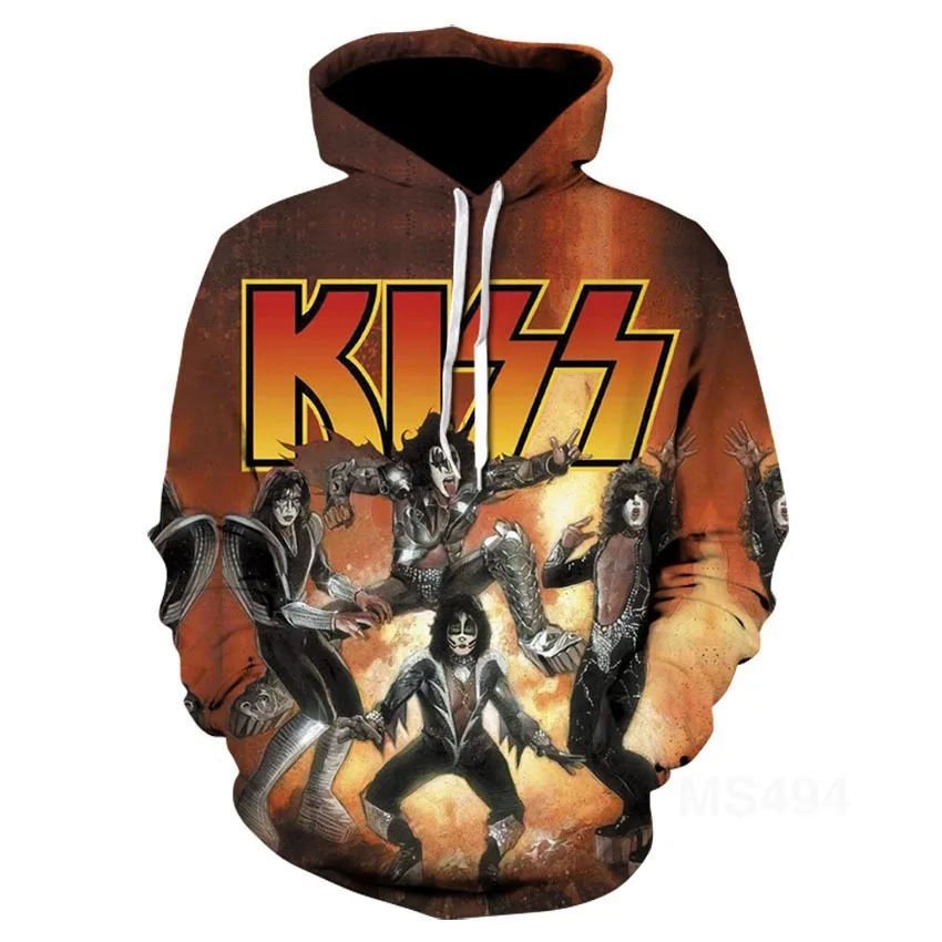 

Новые толстовки KISS Rock с 3D принтом для мужчин и женщин в стиле хип-хоп, трендовая толстовка, повседневный спортивный костюм Y2k, пальто большого размера, уличная мужская одежда
