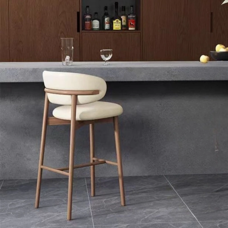 Modern Solid Wood Bar Chair Backrest luxury Nordic Kitchen Island dining table chair Leisure كرسي بار Home Small Dining Stool