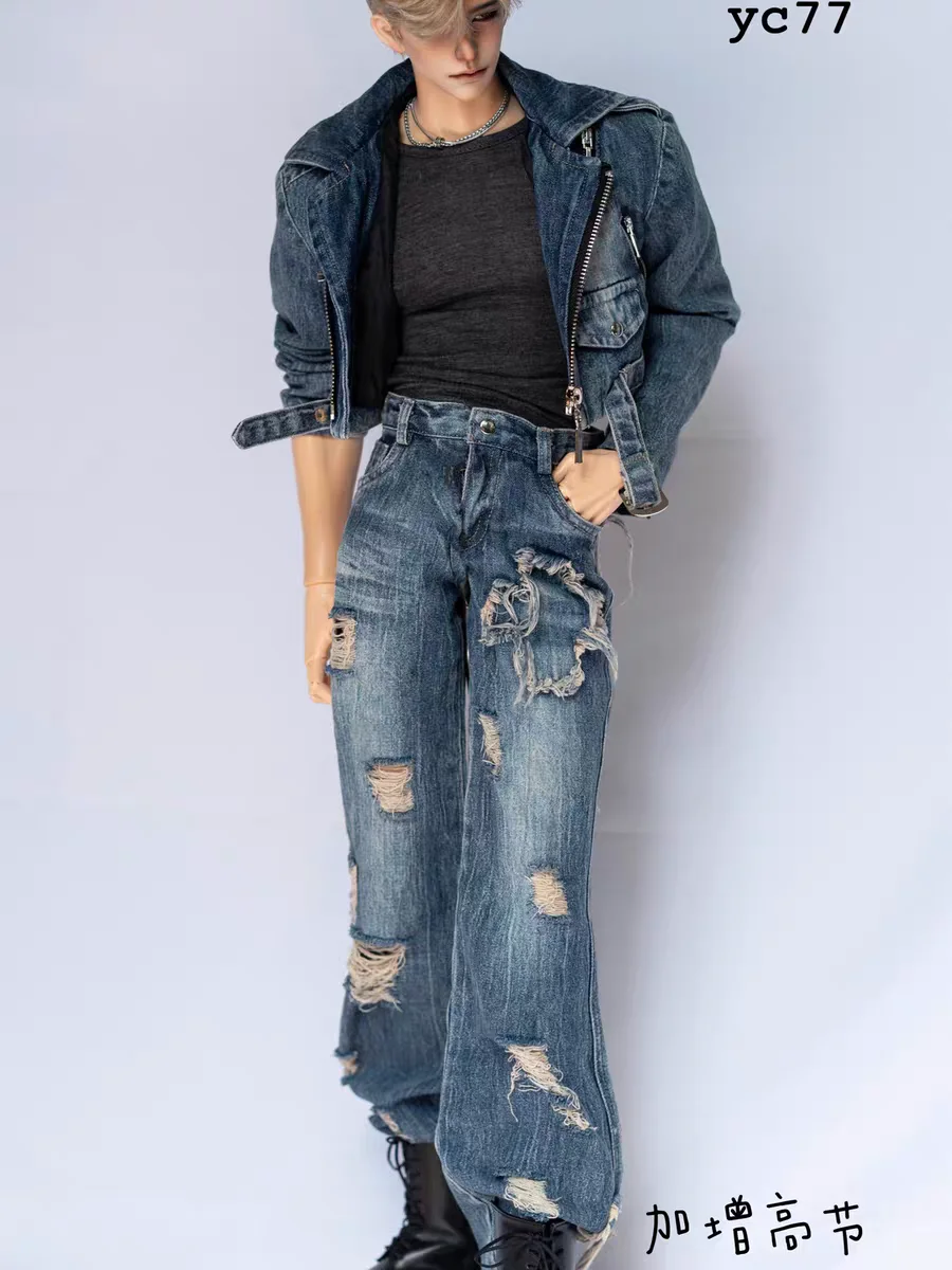 BJD doll clothes suitable for Uncle 70 ID75  77 size new washed denim jacket+denim pants two-piece set for men