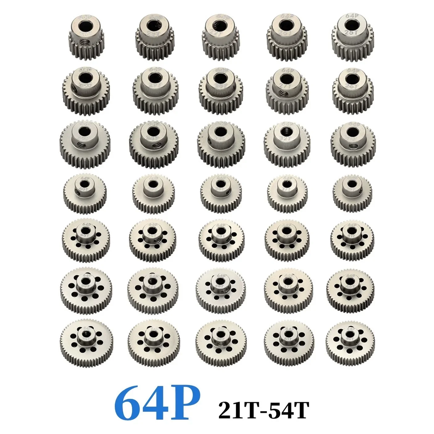 64P 21-54T Metal Pinion Gear Set for 1/8 1/10 RC Cars - Durable Motor Gears for High-Speed Performance