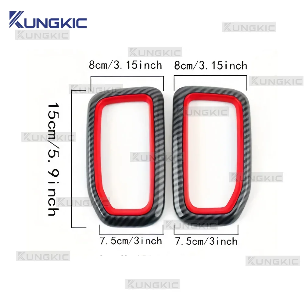 Carbon Fiber Pattern ABS Air Vent Outlet Frame Overlay Trim Sticker For Ford Ranger 2024-2026 LHD RHD Pickup AC Cover Anti-Wear
